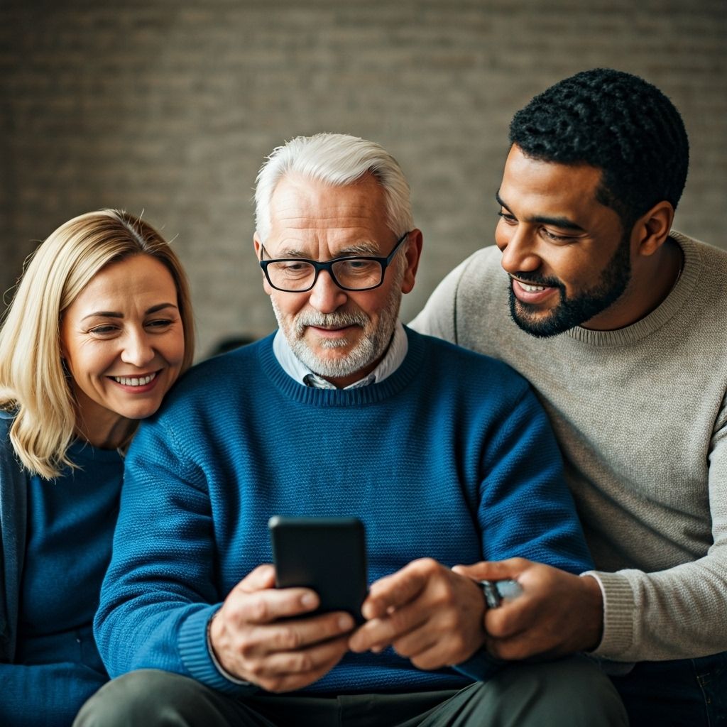 Family staying connected through technology